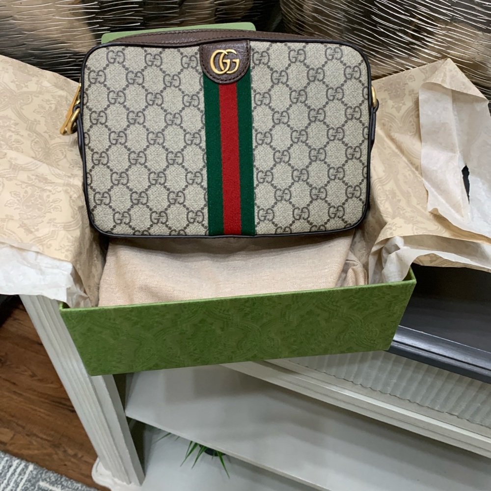 Gucci  Ophidia GG Shoulder Beige Drawstring Dust bag with Black Logo
